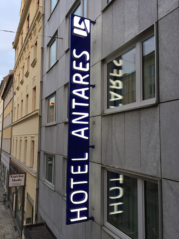 New Signboard Design At The Hotel Antares In Munich